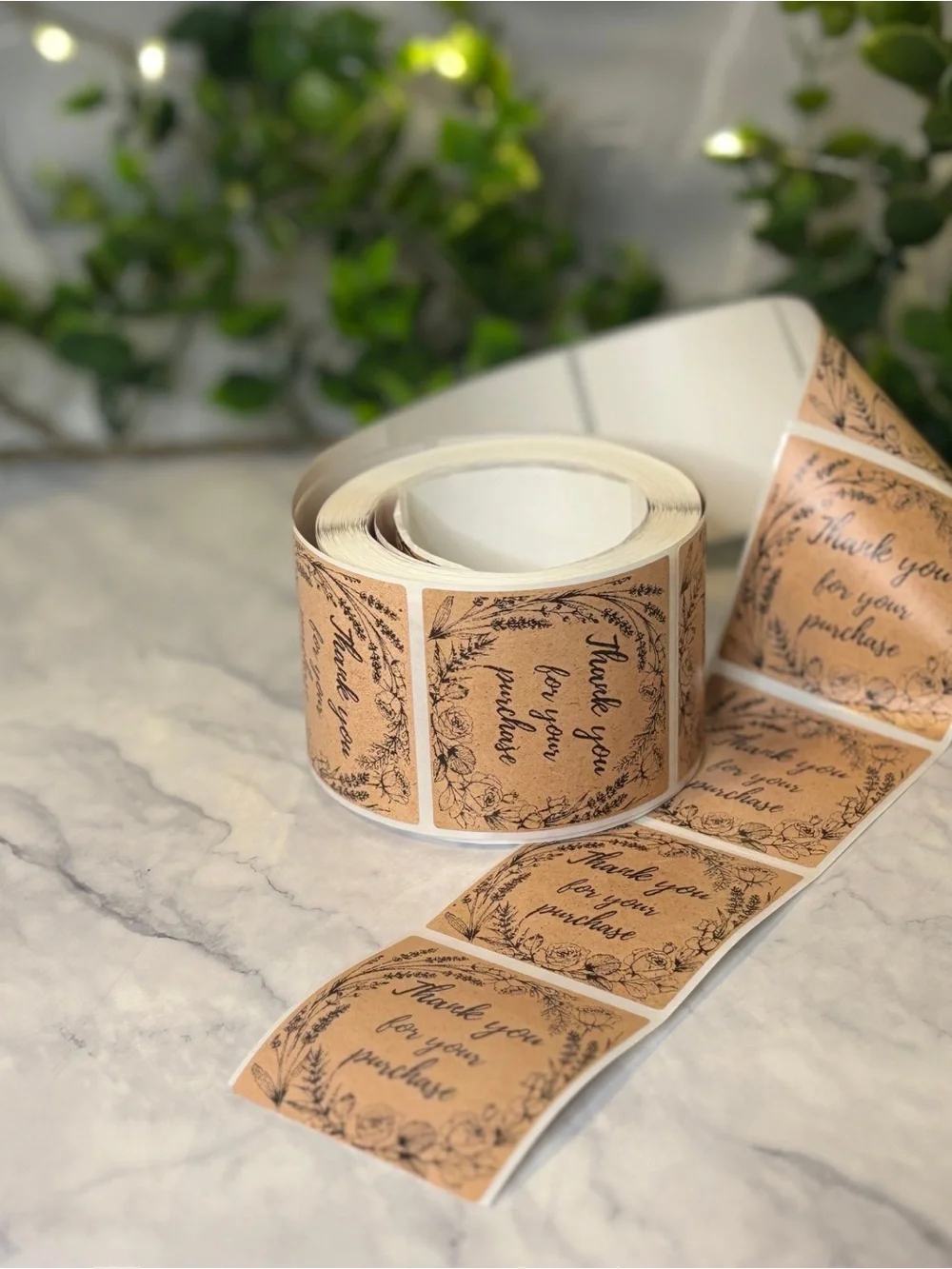 200 Rustic Floral 2x2 Thank You for Your Purchase Stickers | Small Business